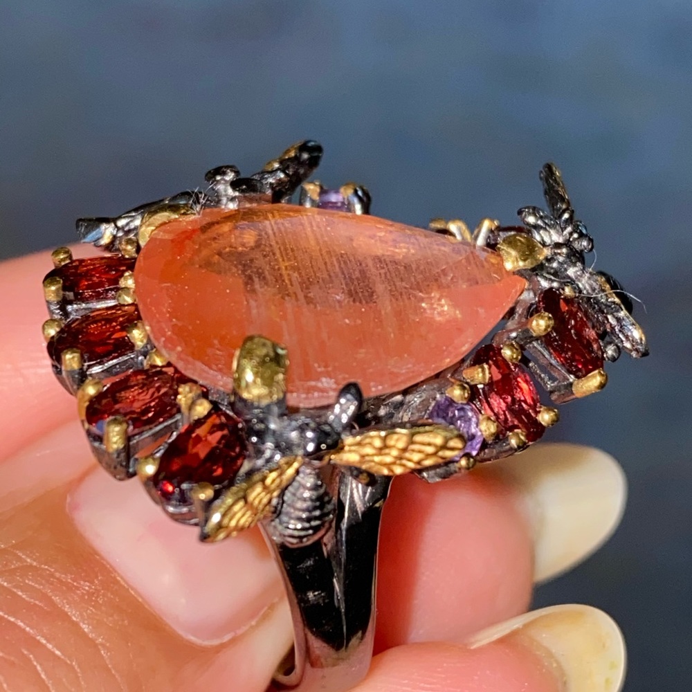 Exquisite Genuine Ruby Garnet Ring - image 5